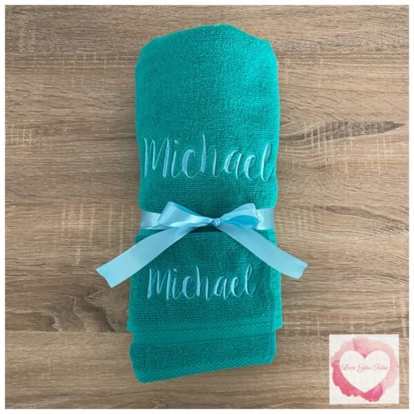 Embroidered personalised towel set name only - Image 2