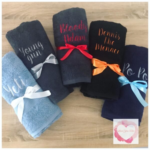 Embroidered personalised towel- name/wording only - Image 2