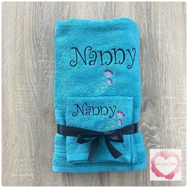 Embroidered personalised Nanny towel set - Image 6