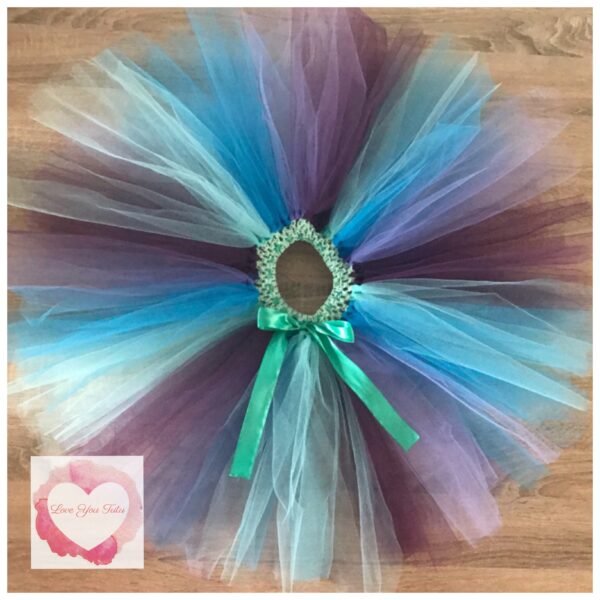 Turquoise, dark mint, plum & lavender short Tutu skirt