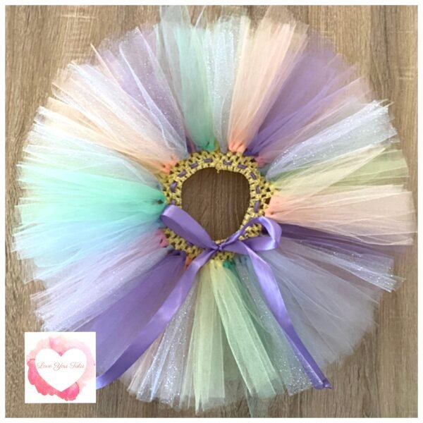 Pastel & silver glitter short tutu 1-5 years -ready to ship